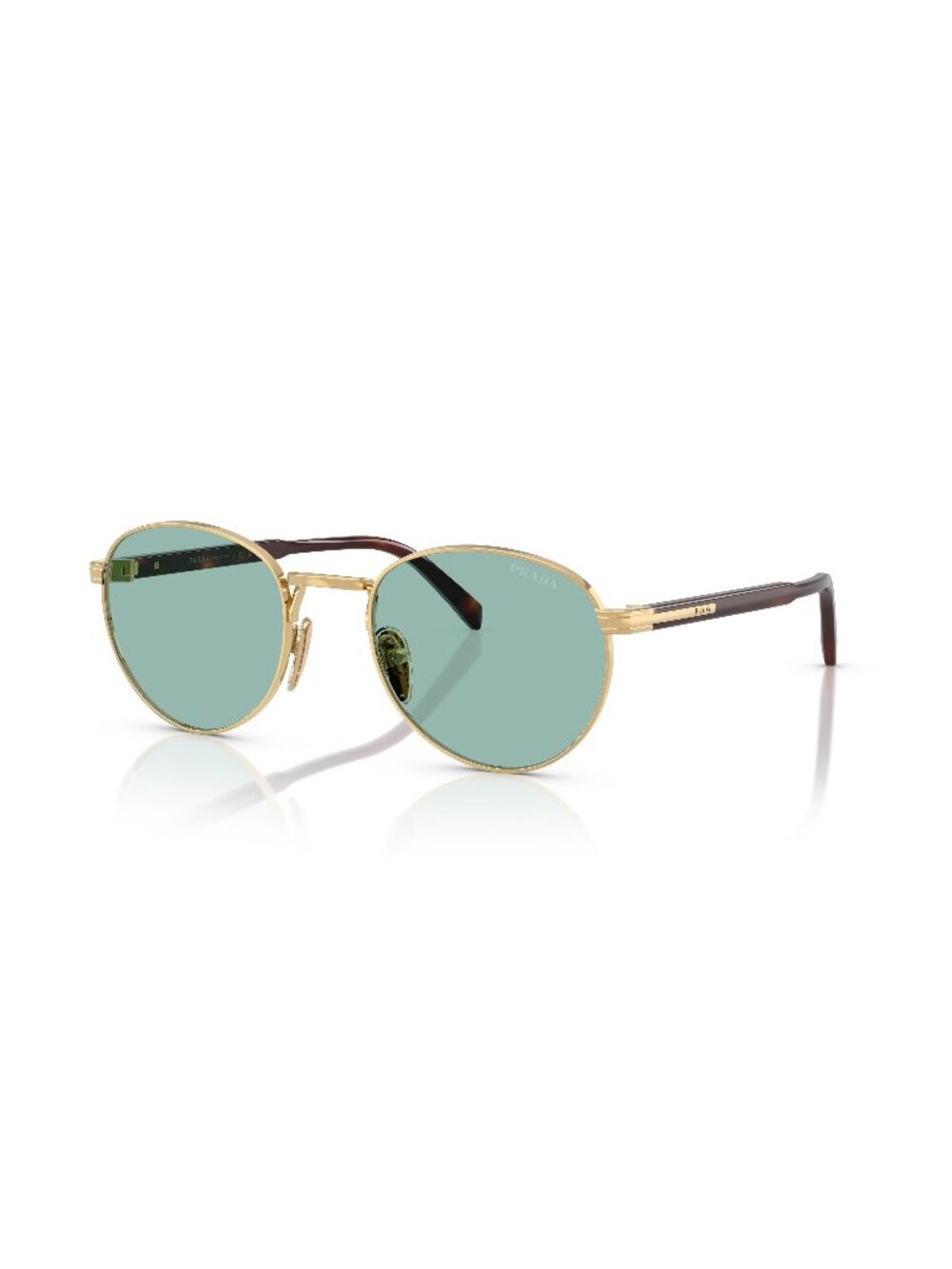 New Prada Men's Sunglasses Gold Round Blue Lens Metal Frame PR B51S 5AK40K 53